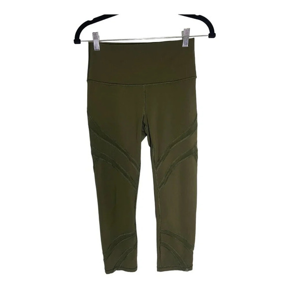 Lululemon Wunder Under High-Rise Crop 21" *Mesh Dark Olive-sz 6 - Picture 1 of 8